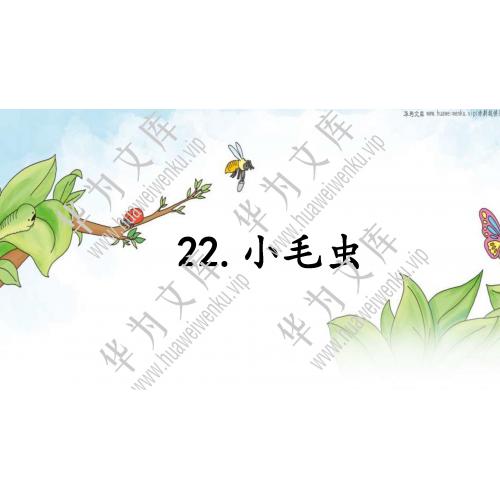 小二下语文人教部编版目录行数：49）；本节内容：22 小毛虫（教学课件）；第1个课件；小学语文部编版二年级 下册(共46张PPT)