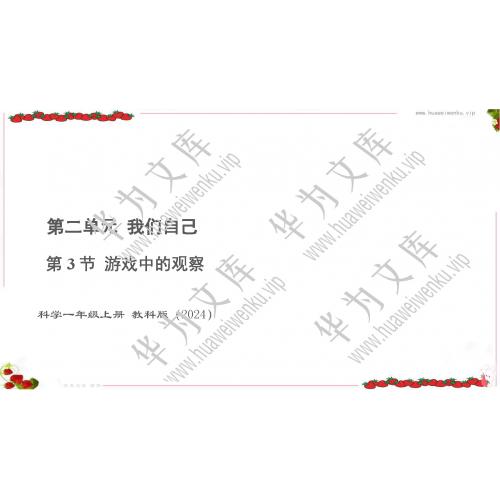 小一上科学科教版目录行数：13）；本节内容：2 .3 游戏中的观察（教学课件）；第1个课件；小学科学科教版（2024）一年级上册(共21张PPT)